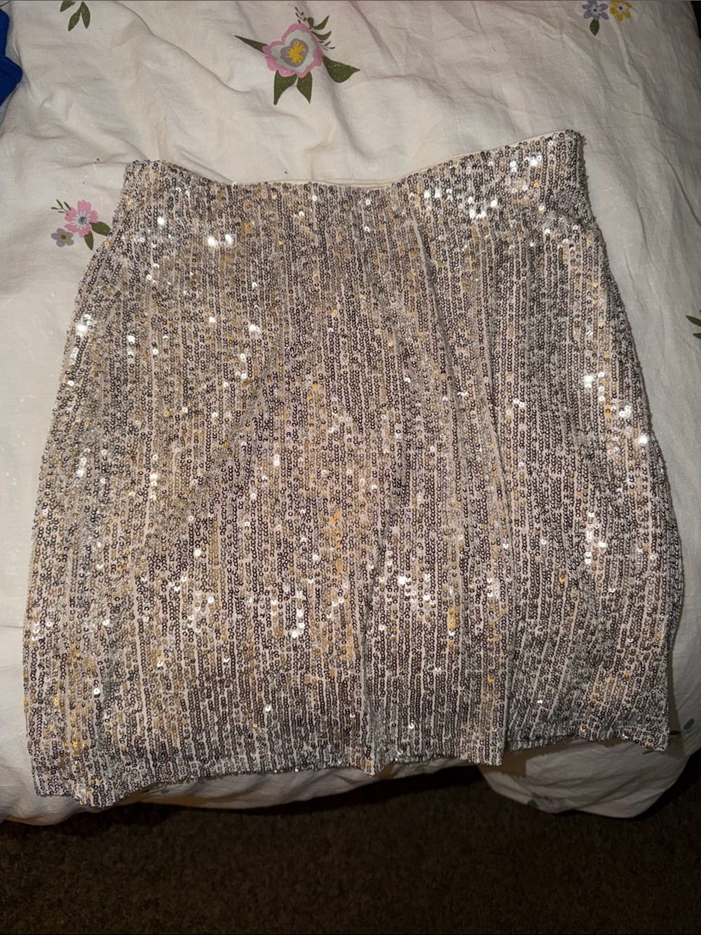 Idyllwind Sequin Mini Skirt - Champagne Gold & Silver